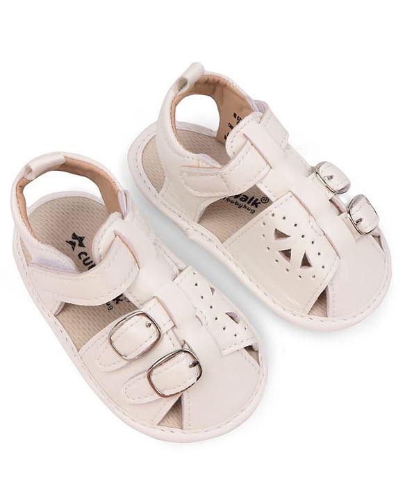 Cute Walk by Babyhug Booties with Velcro Closure - Beige