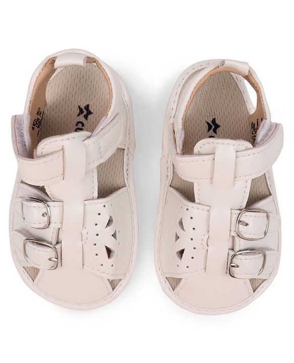 Cute Walk by Babyhug Booties with Velcro Closure - Beige