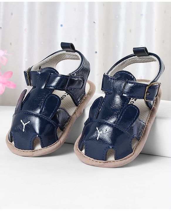 Cute Walk by Babyhug Booties with Buckle Closure & Ear Applique - Navy Blue