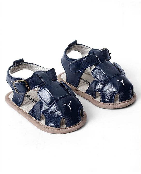 Cute Walk by Babyhug Booties with Buckle Closure & Ear Applique - Navy Blue