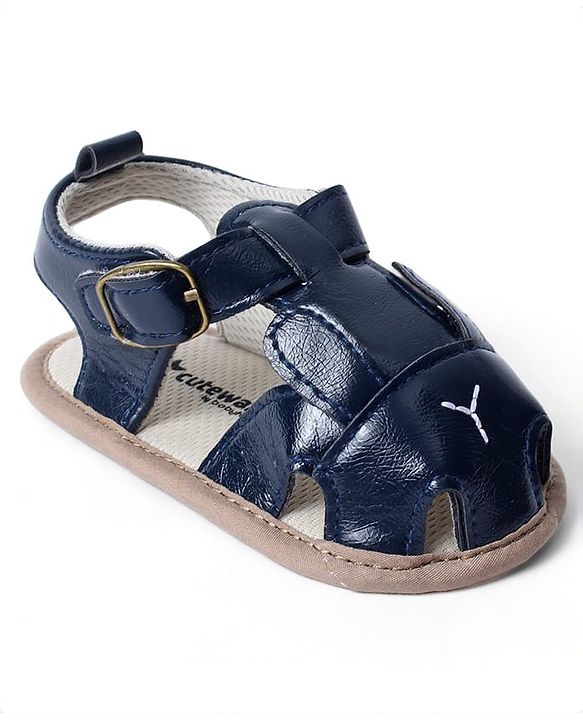 Cute Walk by Babyhug Booties with Buckle Closure & Ear Applique - Navy Blue