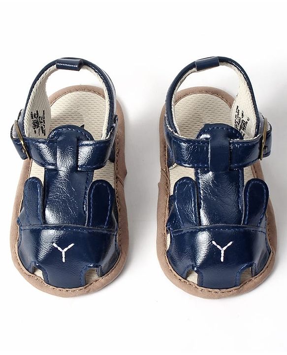 Cute Walk by Babyhug Booties with Buckle Closure & Ear Applique - Navy Blue