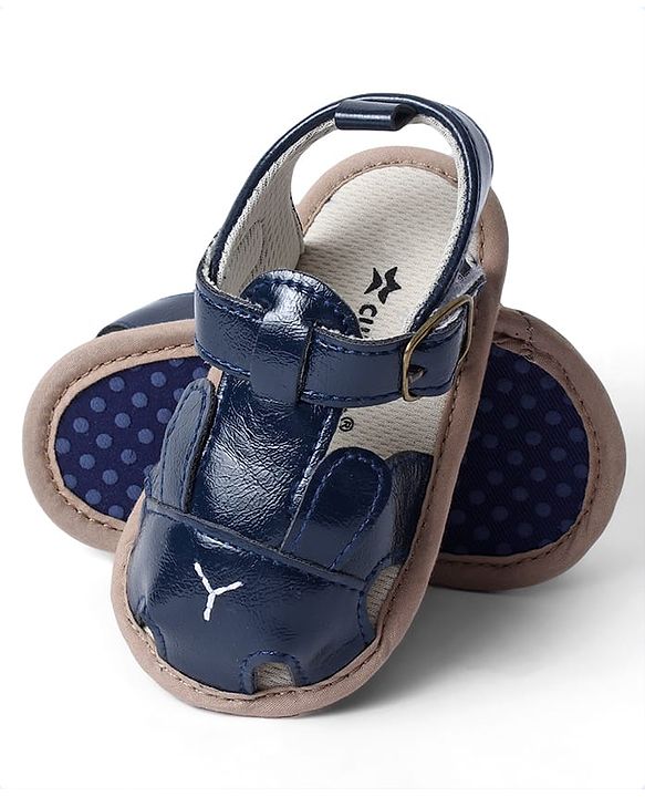 Cute Walk by Babyhug Booties with Buckle Closure & Ear Applique - Navy Blue