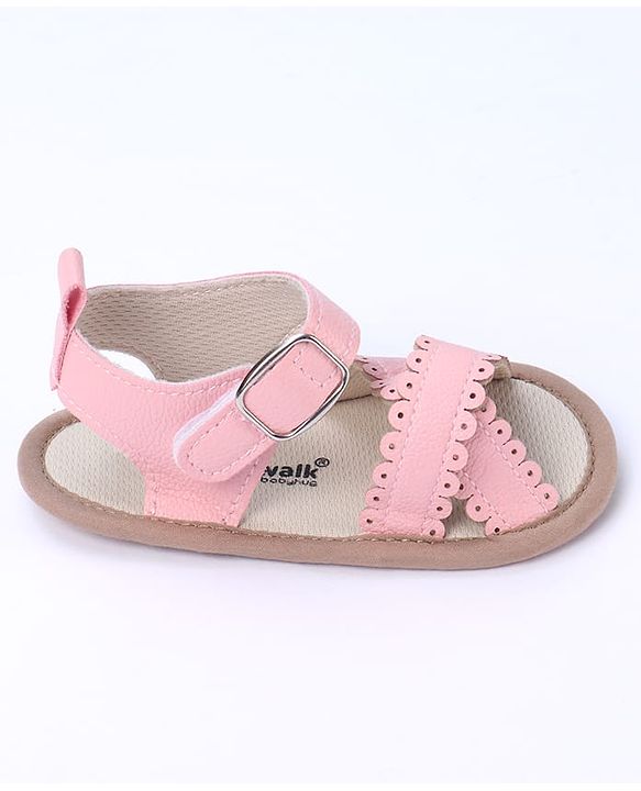 Cute Walk by Babyhug Designed Solid Booties with Velcro Closure - Beige