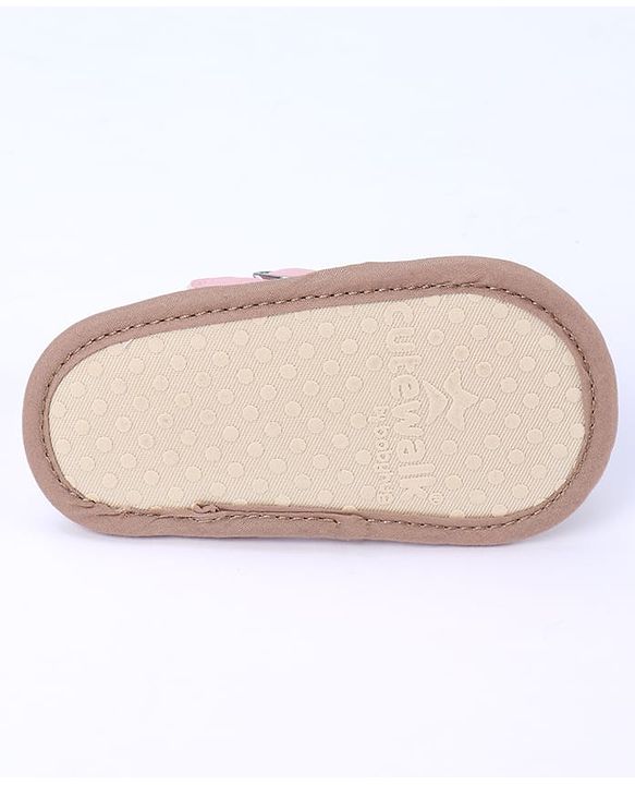 Cute Walk by Babyhug Designed Solid Booties with Velcro Closure - Beige