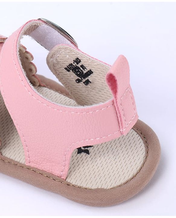 Cute Walk by Babyhug Designed Solid Booties with Velcro Closure - Beige