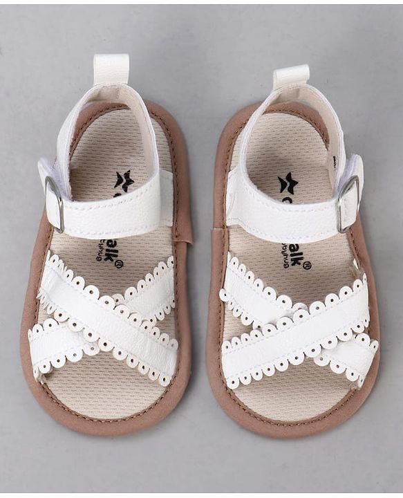 Cute Walk by Babyhug Designed Solid Booties with Velcro Closure - Beige