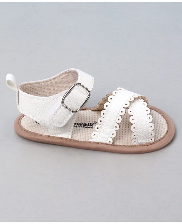 Cute Walk by Babyhug Designed Solid Booties with Velcro Closure - Beige
