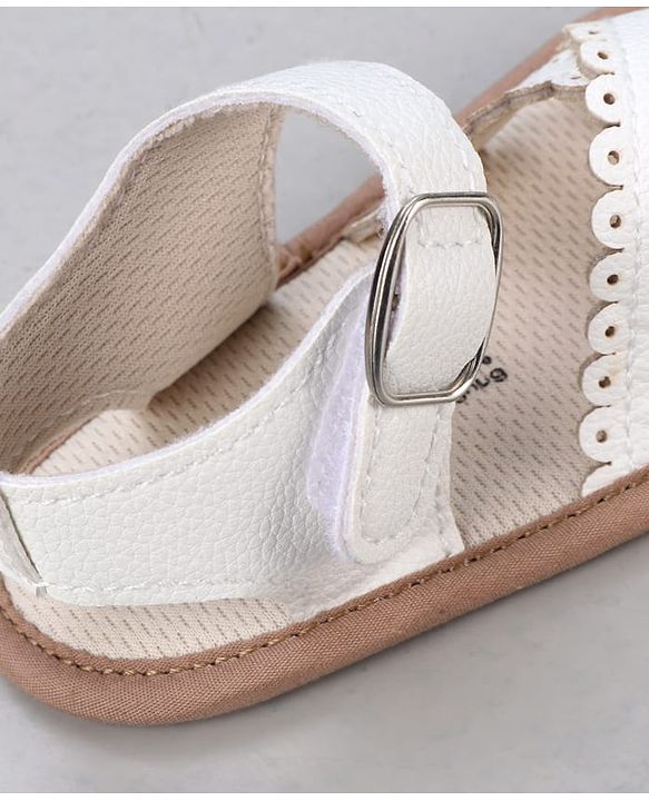 Cute Walk by Babyhug Designed Solid Booties with Velcro Closure - Beige