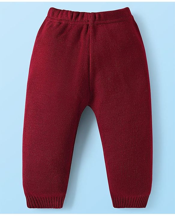 Babyhug Knit Full Sleeves Striped Pullover Sweater Set - Maroon White & Orange