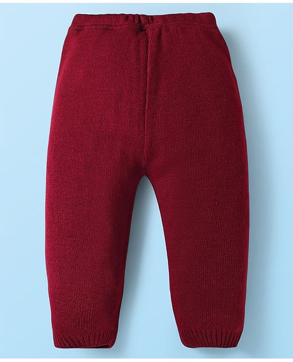 Babyhug Knit Full Sleeves Striped Pullover Sweater Set - Maroon White & Orange