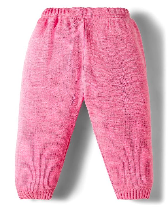Babyhug Knit Full Sleeves Collar Neck Sweater Set With Cable Knit Design - Pink