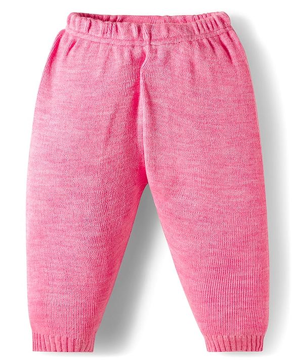 Babyhug Knit Full Sleeves Collar Neck Sweater Set With Cable Knit Design - Pink