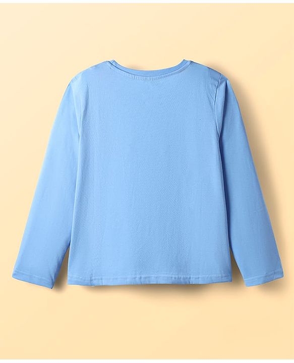 Pine Kids Disney Single Jersey Knit Full Sleeves Night Suit with Elsa Graphics - Light Blue