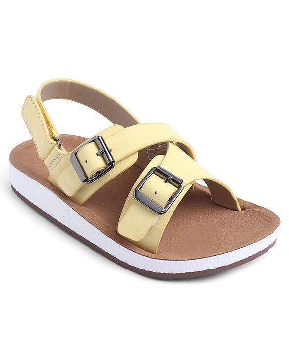 Pine Kids Solid Sandals with Velcro Closure - Yellow