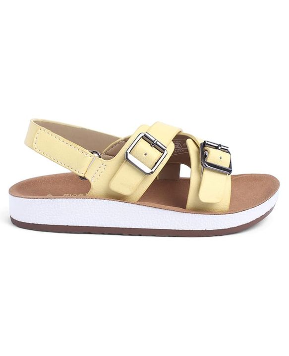 Pine Kids Solid Sandals with Velcro Closure - Yellow