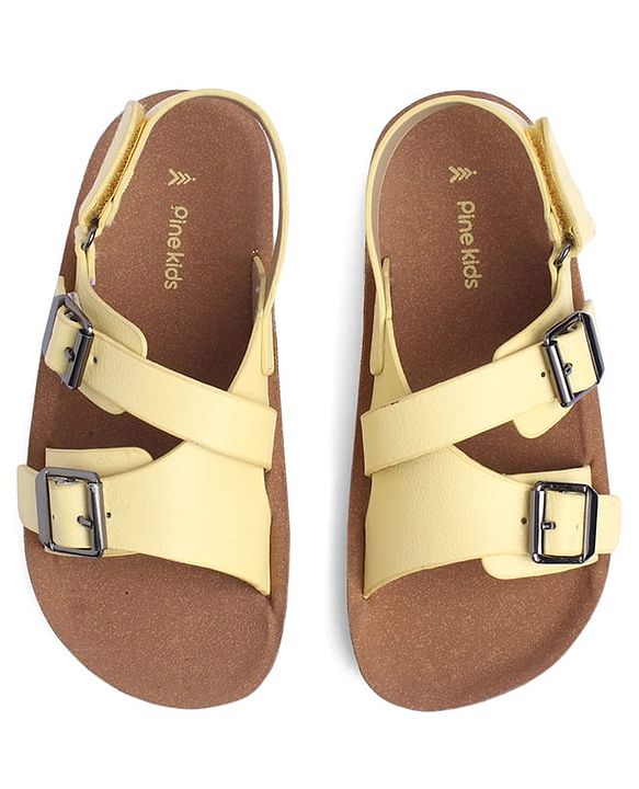 Pine Kids Solid Sandals with Velcro Closure - Yellow