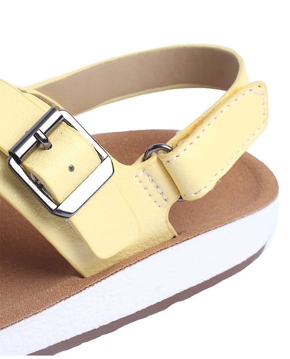 Pine Kids Solid Sandals with Velcro Closure - Yellow