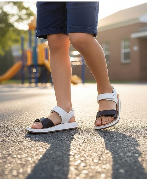 Pine Kids Solid Sandals with Velcro Closure - Brown