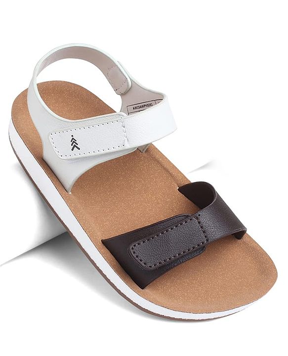 Pine Kids Solid Sandals with Velcro Closure - Brown
