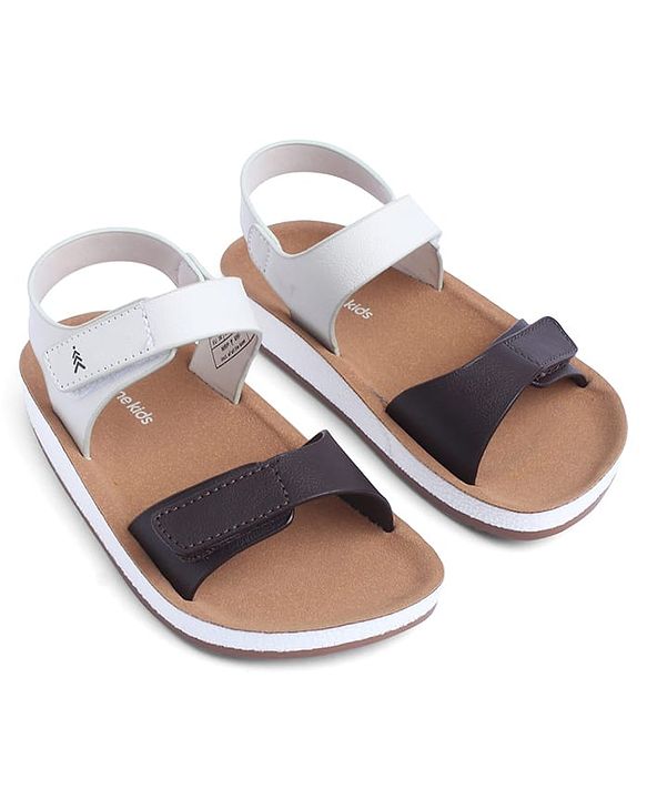 Pine Kids Solid Sandals with Velcro Closure - Brown