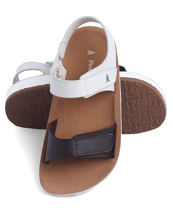 Pine Kids Solid Sandals with Velcro Closure - Brown