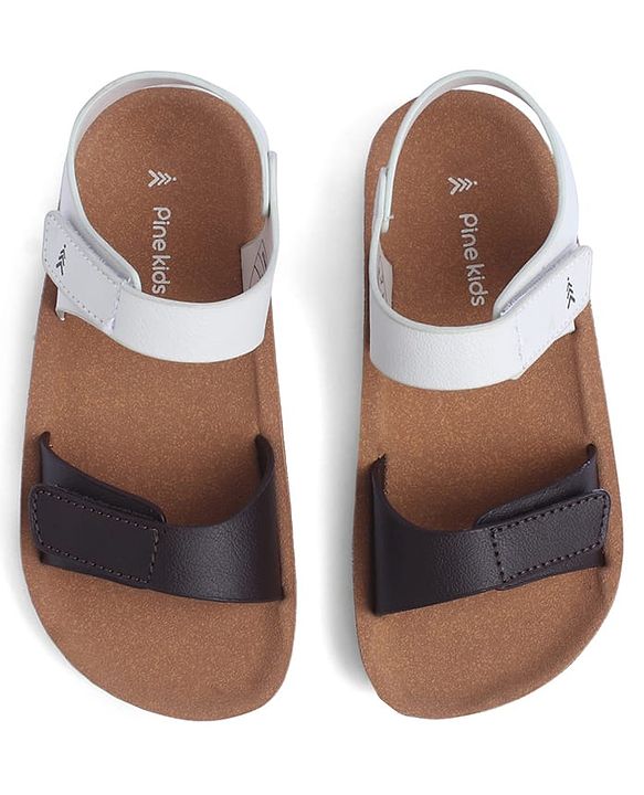 Pine Kids Solid Sandals with Velcro Closure - Brown