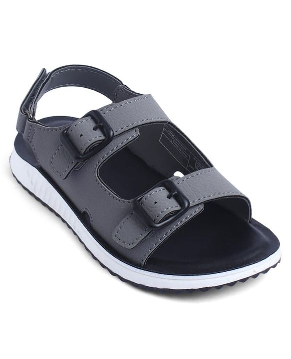 Pine Kids Solid Sandals with Velcro Closure - Charcoal Grey