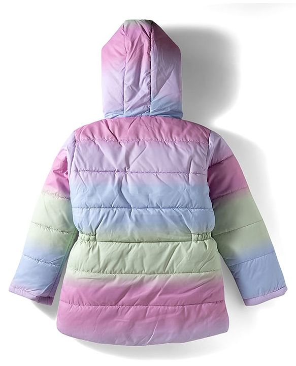 Pine Kids Woven Full Sleeves Hooded Puffer Winter Jacket with Tie & Dye - Pink