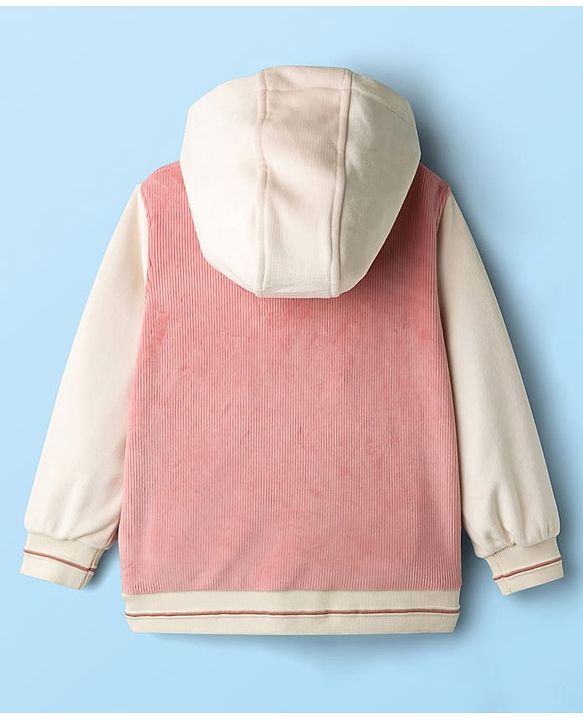 Pine Kids Woven Full Sleeves Hooded Sweatjacket With Number Embroidery - Pink