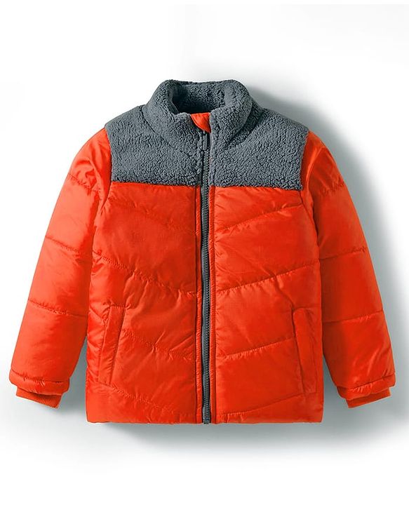 Pine Kids Woven Full Sleeves Solid Color Padded Jacket - Orange