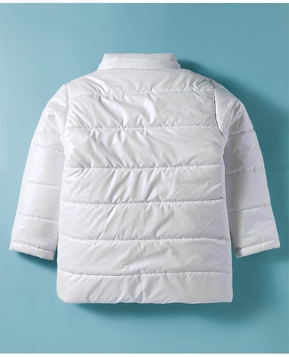 Pine Kids Woven Full Sleeves Solid Hooded Padded Jacket - White