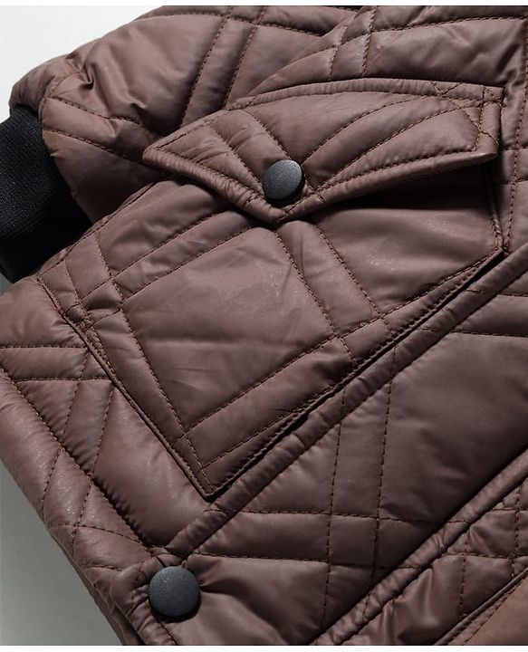 Pine Kids Woven Full Sleeves Solid Hooded Quilted Jacket - Brown