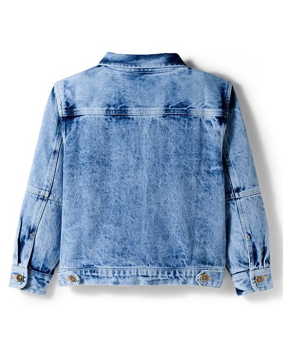 Pine Kids Cotton Woven Full Sleeves Solid Denim Jacket - Light Blue