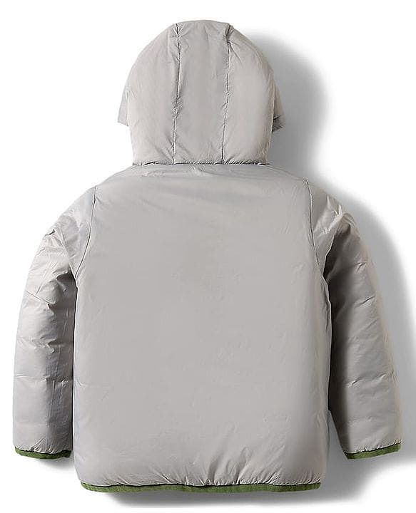 Pine Kids Woven Full Sleeves Solid Hooded Reversible Jacket - Green