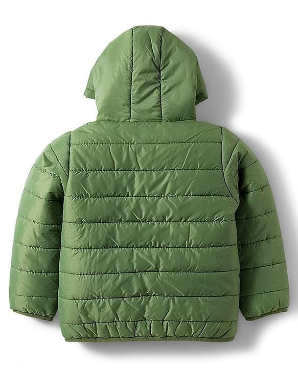 Pine Kids Woven Full Sleeves Solid Hooded Reversible Jacket - Green