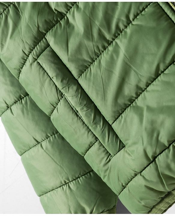 Pine Kids Woven Full Sleeves Solid Hooded Reversible Jacket - Green