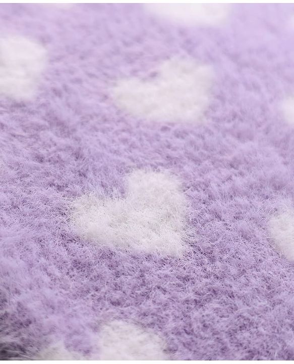 Pine Kids Knitted Full Sleeves Pullover Sweater With Heart Design - Purple