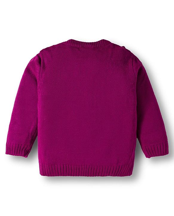 Babyhug Knit Full Sleeves Sweater Sets With Frill Detailing & Cable Knit Design - Wine