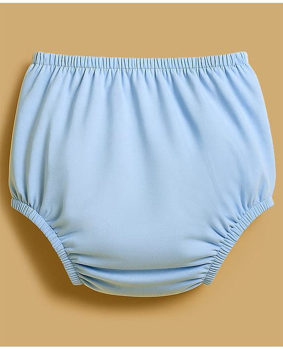 Babyhug Single Jersey Knit Sleeveless Solid Frock With Bloomer - Light Blue