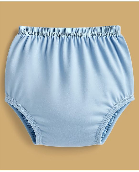 Babyhug Single Jersey Knit Sleeveless Solid Frock With Bloomer - Light Blue