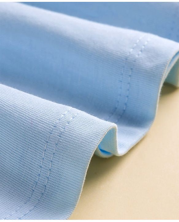 Babyhug Single Jersey Knit Sleeveless Solid Frock With Bloomer - Light Blue