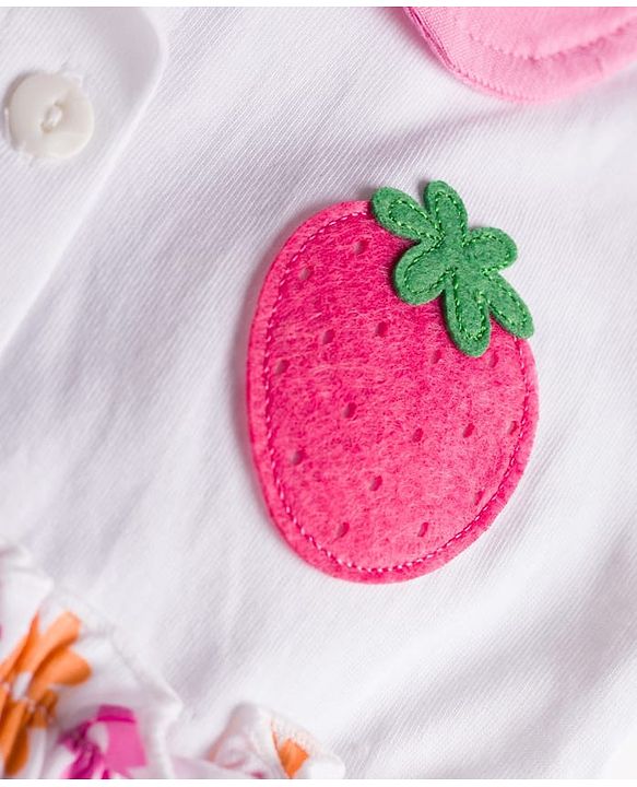 Babyhug Single Jersey Knit Half Sleeves Frock with Tropical Theme Print - Pink