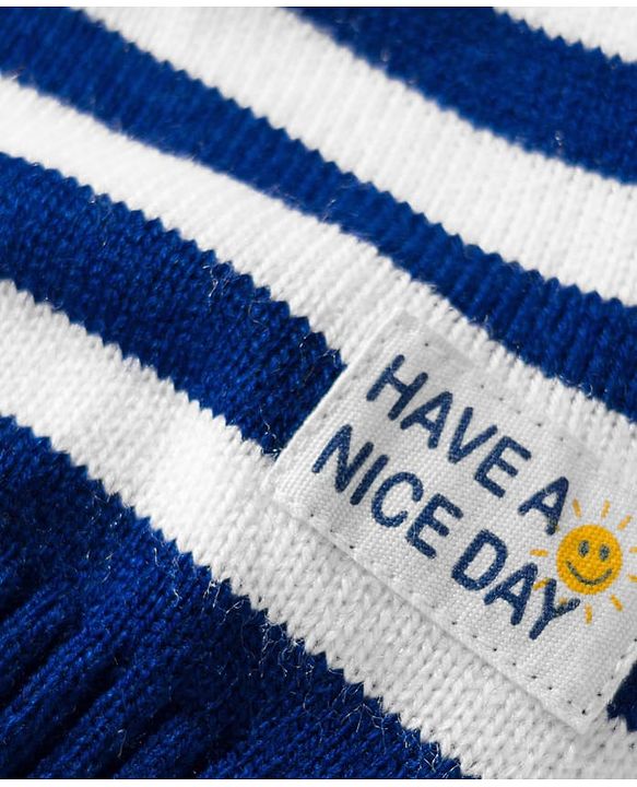 Babyhug Knit Full Sleeves Front Open Hooded Sweater & Pant Set with Stripes - Navy Blue