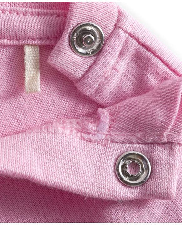 Babyhug 100% Cotton Knit Full Sleeves Top with Frill Text Print & Embroidery - Pink