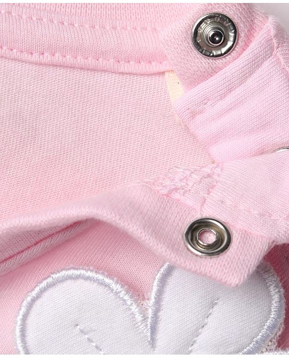 Babyhug 100% Cotton Knit Full Sleeves Top with Floral Applique & Make Today Happy - Pink