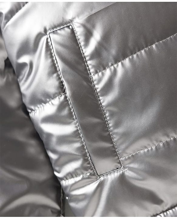 Pine Kids Woven Full Sleeves Solid Color Padded Jacket with Detachable Hood - Silver