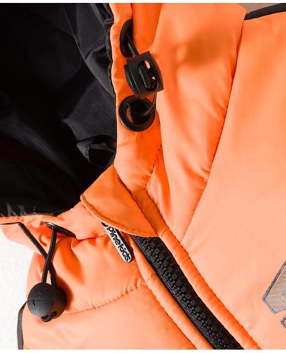 Pine Kids Woven Full Sleeves Hooded Padded Jacket With Forever Print - Orange & Black