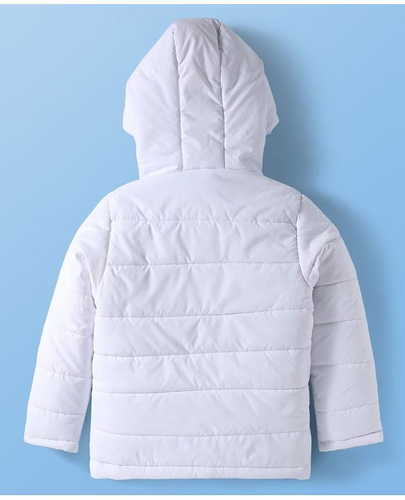 Pine Kids Woven Full Sleeves Solid Color Hooded Padded Jacket - White
