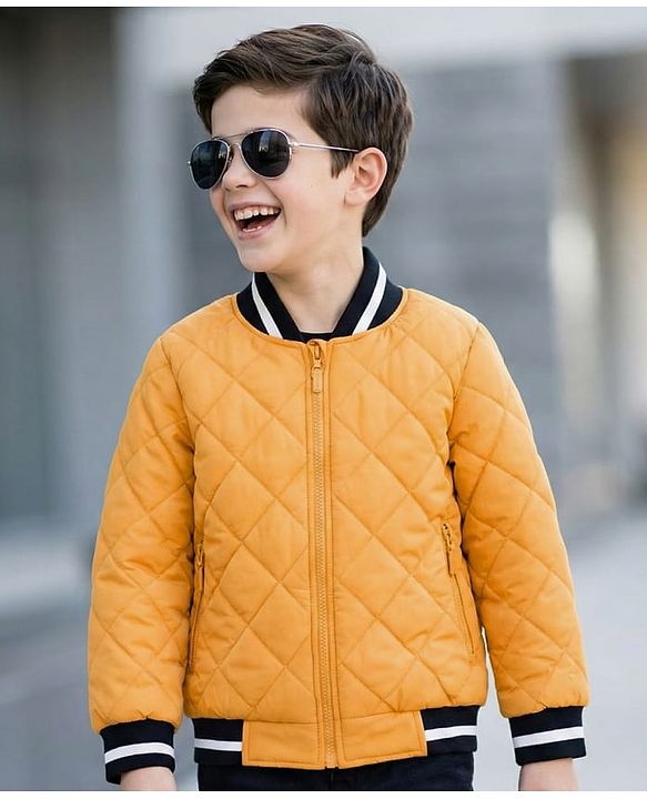 Pine Kids Woven Full Sleeves Solid Color Quilted Jacket - Gold